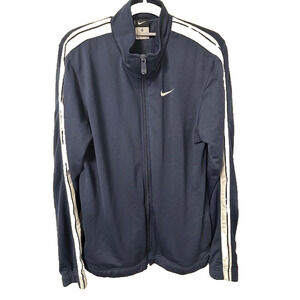 Nike Men’s Full Zip Track Jacket Navy White Stripe Athletic Casual Size M